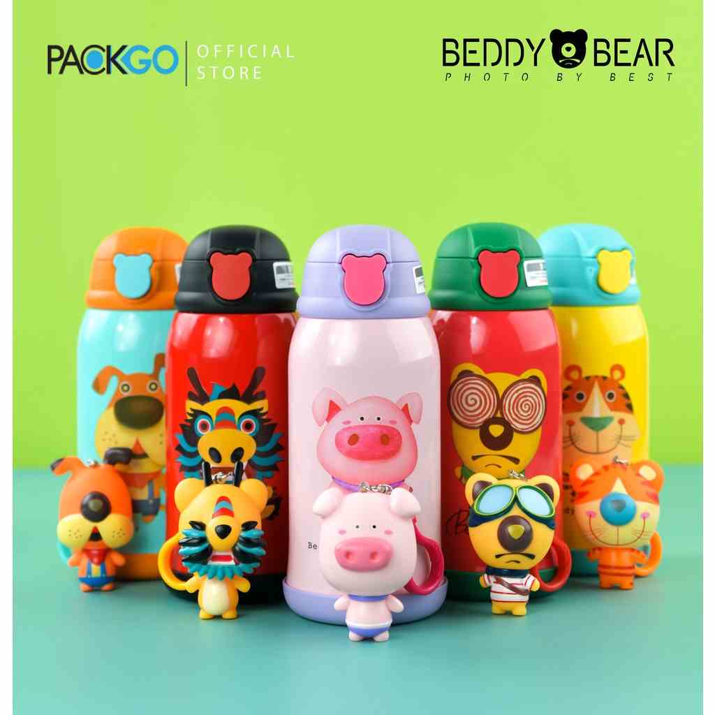 Bình giữ nhiệt cho Bé Chính hãng 100% Beddy Bear - Dung tích 630 ml - 3 nắp thay thế - Hộp đựng xinh xắn