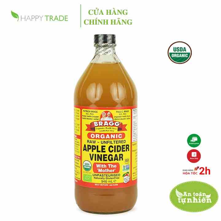 Giấm táo hữu cơ vinegar organic Bragg 946ml