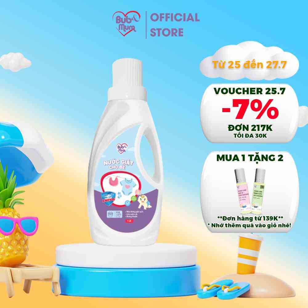 [Mã BMLTB200 giảm đến 100K đơn 499K] Nước giặt Enzym cho bé sạch khuẩn, mềm vải 1000ml BuB&MuM