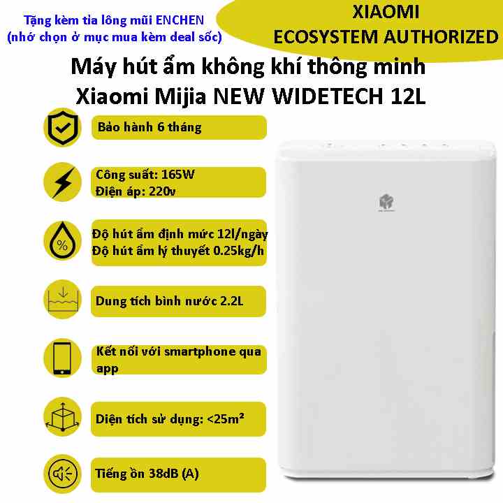 Máy hút ẩm thông minh Xiaomi Mijia NEW WIDETECH 12L - Bảo hành 6 tháng - Shop Điện Máy Center