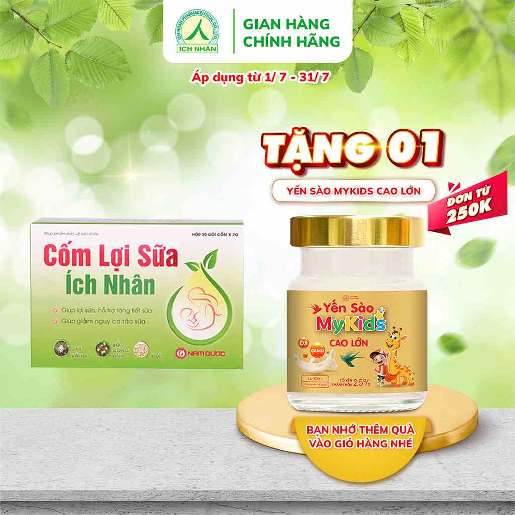 Cốm lợi sữa Ích Nhân hỗ trợ tăng tiết sữa, giảm căng, tắc - dành cho mẹ bầu hộp 20 gói CLS