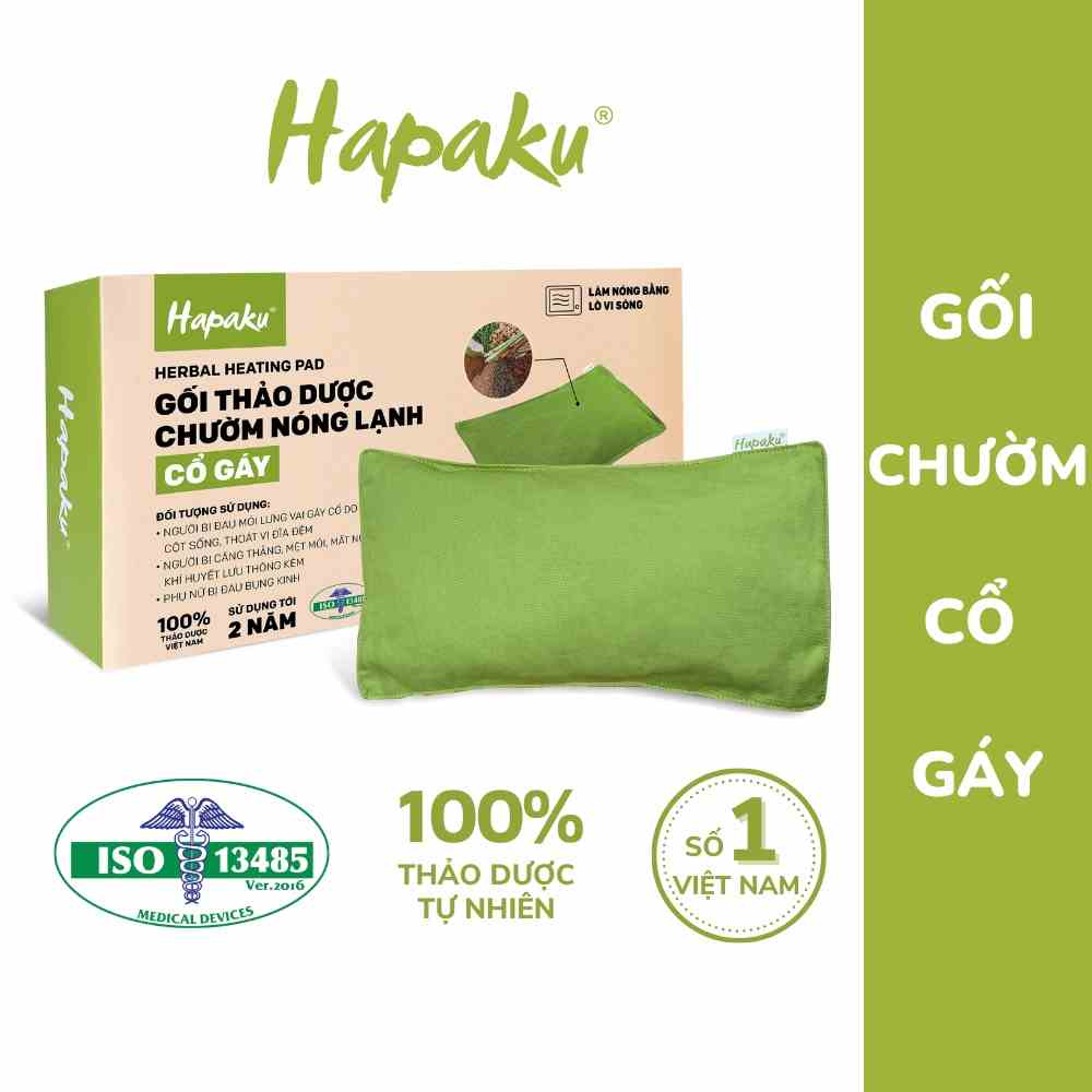 Gối Thảo Dược Chườm Nóng Hapaku, Giảm Đau Mỏi Vai Gáy Cổ, Giảm Căng Cứng Cơ Thư Giãn Ngủ Ngon