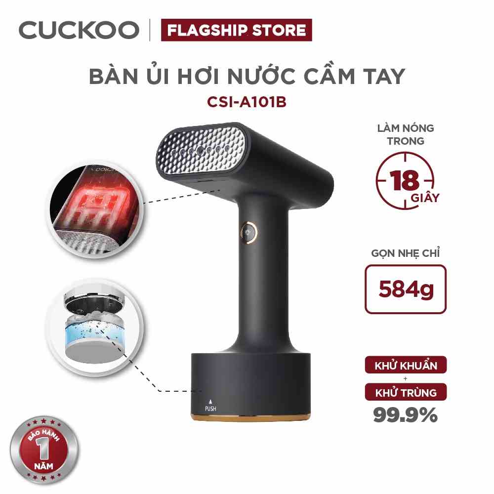 [Mã ELHACE01 giảm 12% đơn 300K] Bàn ủi hơi nước cầm tay CUCKOO CSI-A101 - 1500W khử khuẩn, siêu nhẹ - Hàng chính hãng