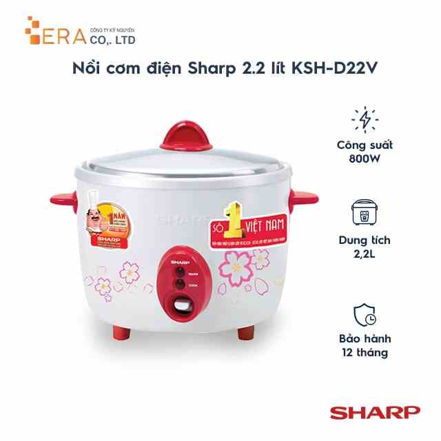 [Mã BMLTA35 giảm đến 35K đơn 99K] Nồi cơm điện Sharp 2.2 lít KSH-D22V