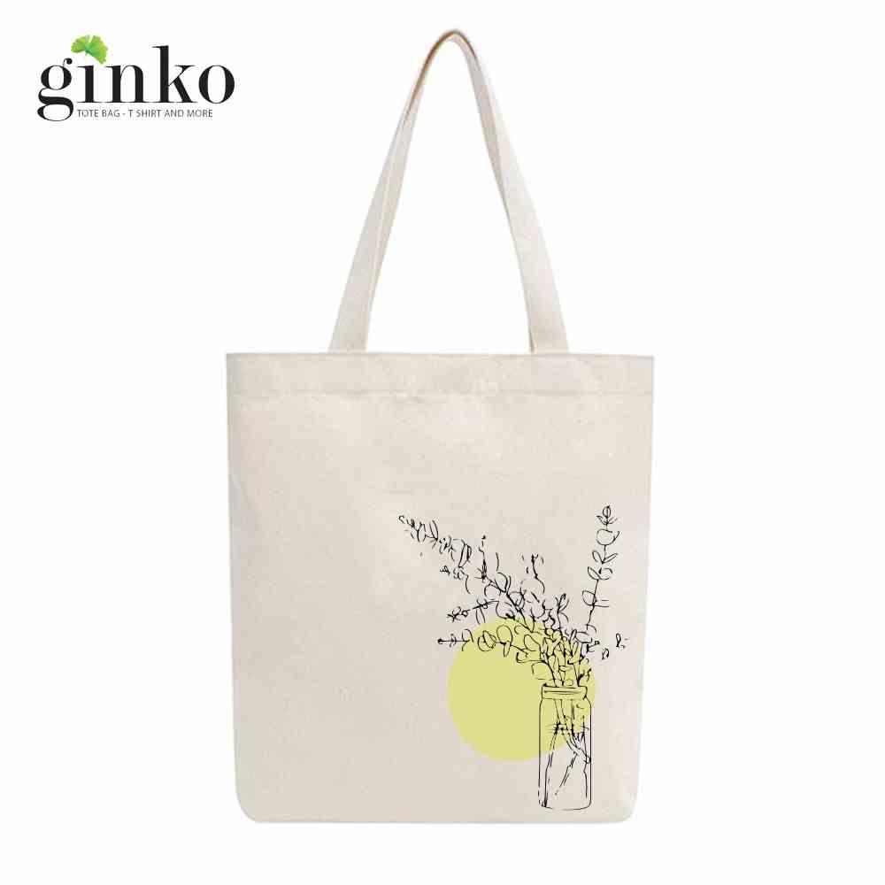 [Mã BMLTA35 giảm đến 35K đơn 99K] Túi Tote Vải Mộc GINKO Dây Kéo In Hình Minimalism Art M38