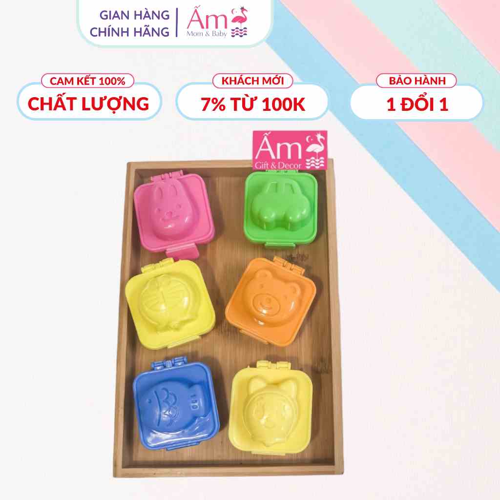 Khuôn Cơm Bento Nhật Bản 8 Mẫu Ấm Baby Tạo Hình Ăn Dặm, Hộp Làm Cơm Nắm, Cho Bé Tập Ăn Ấm Gift Decor