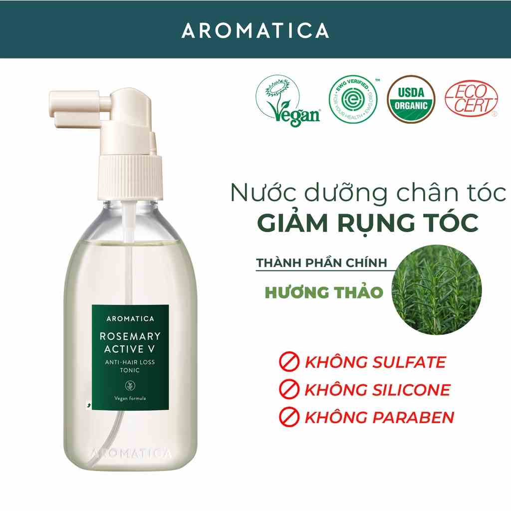 [Mã BMLTB35 giảm đến 35K đơn 99K] Nước Dưỡng Tóc Giảm Rụng Tóc Aromatica Rosemary Active V Anti-Hair Loss Tonic 100ml