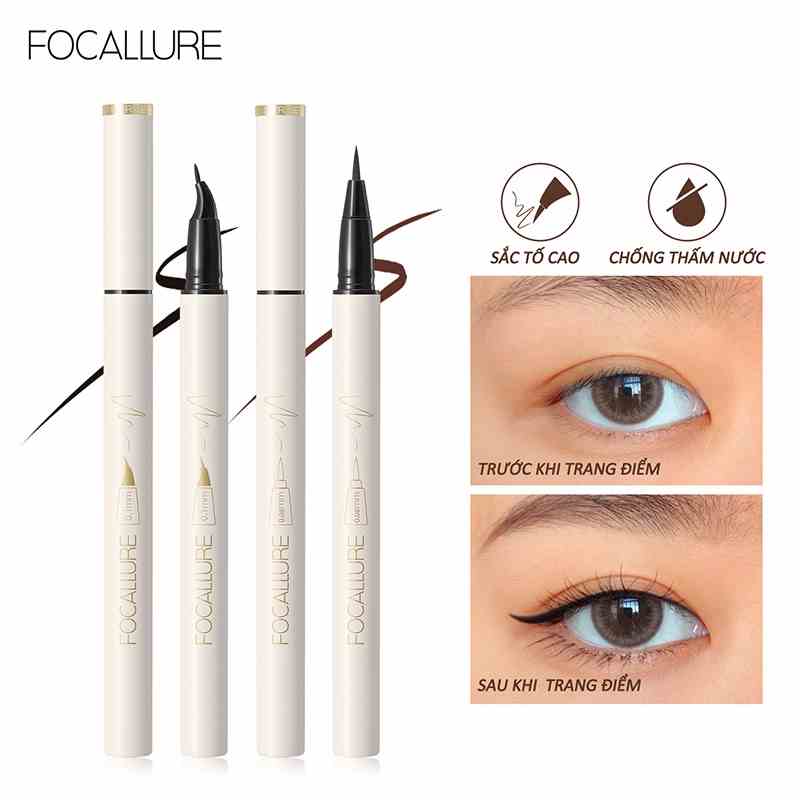 Bút Kẻ Mắt Nước FOCALLURE Siêu Mịn Khô Nhanh Chống Thấm Nước Lâu Trôi 0.6g