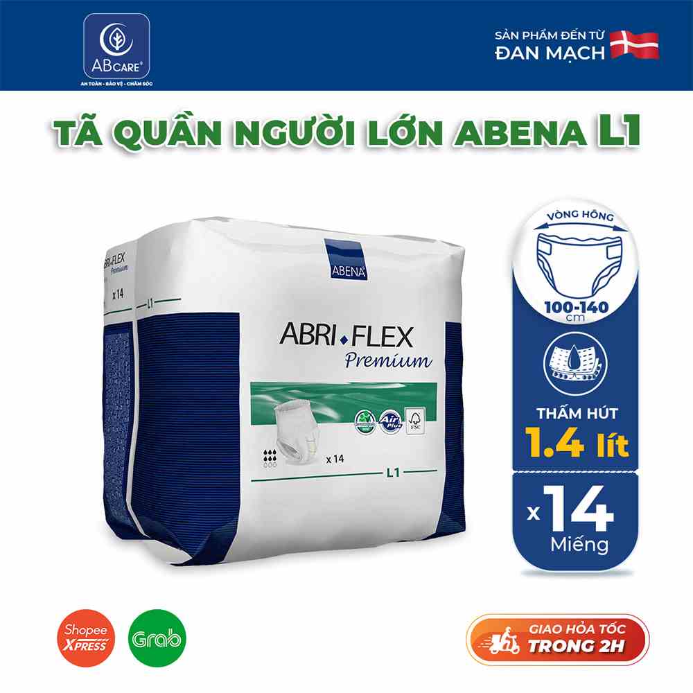 Combo 6 bịch tã quần người lớn Abena Abri Flex Fremium - Nhập khẩu Đan Mạch (Gói 14 miếng)