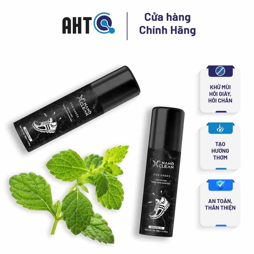 [Combo 2] chai xịt giày diệt khuẩn khử mùi hôi giày, hôi chân Nano Xclean For Shoes - Nano Bạc AHT Corp (AHTC) 100ml