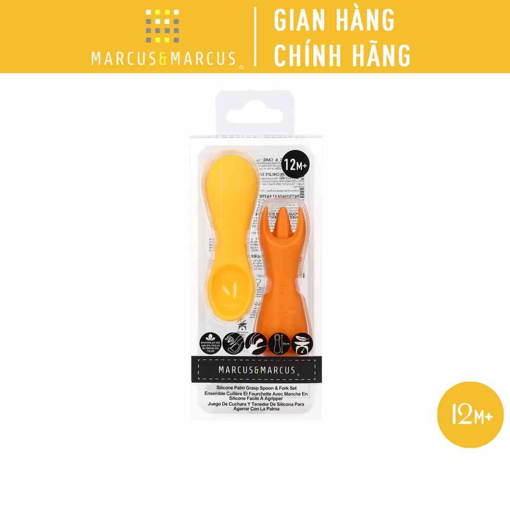 [Mã BMLTB200 giảm đến 100K đơn 499K] Bộ thìa nĩa tập ăn silicon cho bé Palm Grasp Marcus & Marcus, từ 12 tháng - Lola