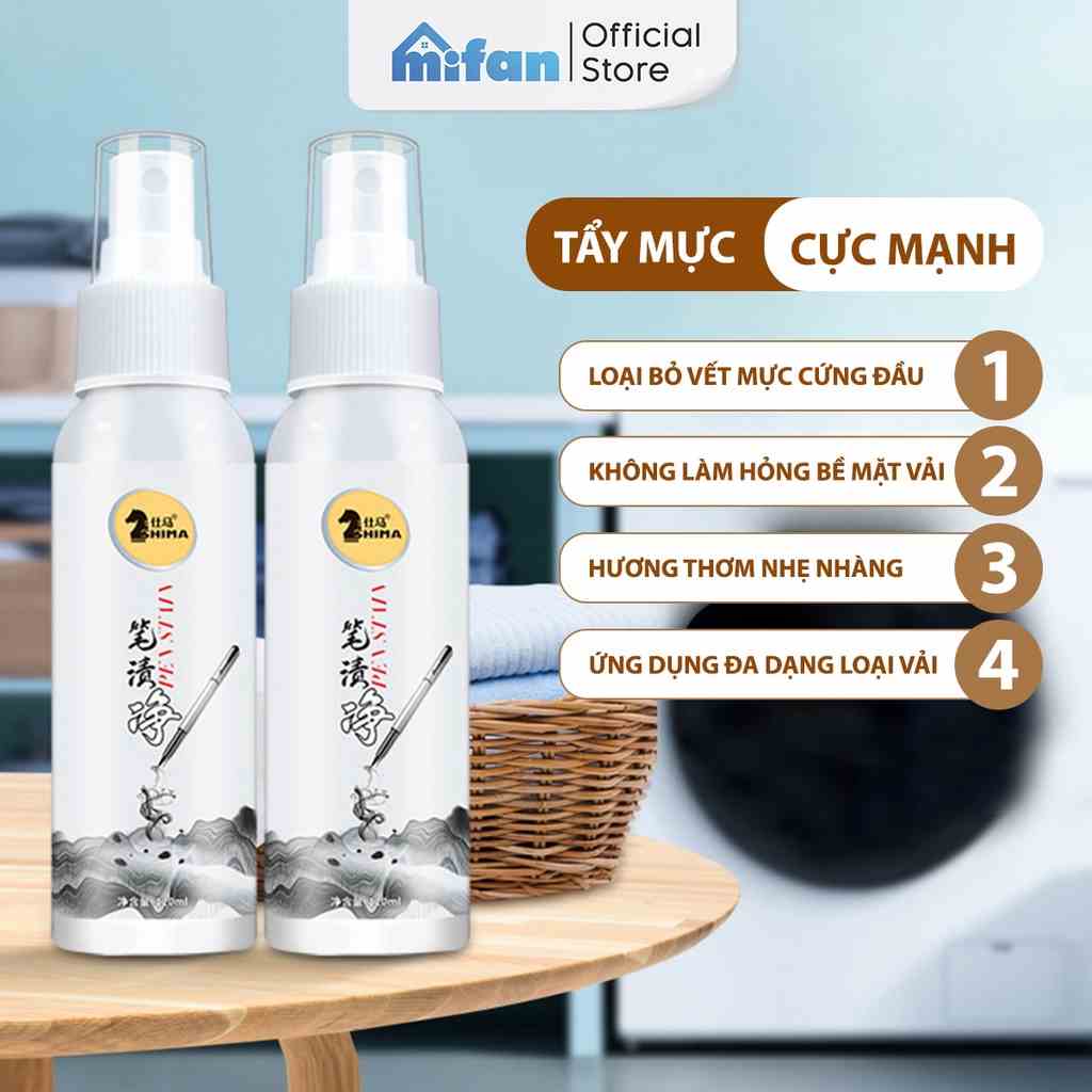 Bình Xịt Tẩy Mực Trên Quần Áo Shima 200ml - Tẩy Sạch Vết Bẩn Bút Bi, Bút Mực, Bút Màu Trên Vải - Không Phai Màu - MIFAN