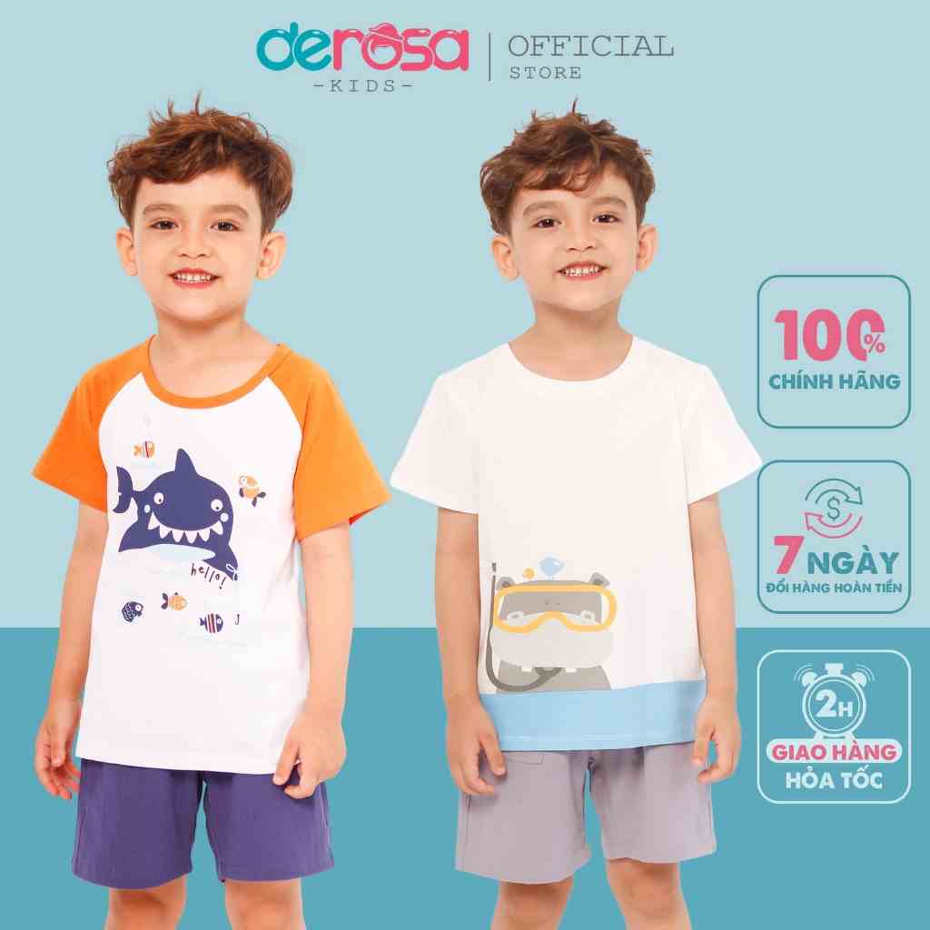 Áo cộc tay cho bé DEROSA KIDS đồ hè bé trai cho bé 2 - 6 tuổi KD035-037 (FROM NHỎ)