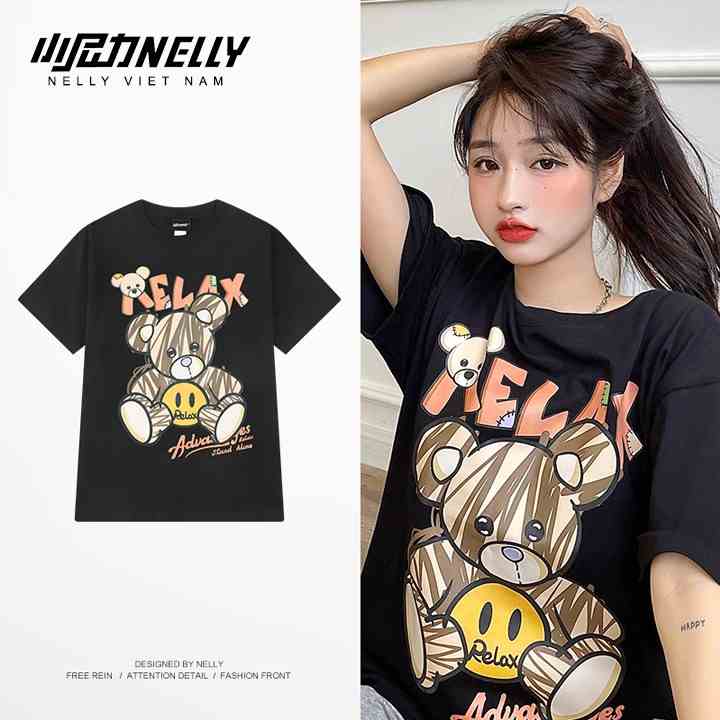 Áo thun nữ NELLY cotton form dáng rộng bear relax