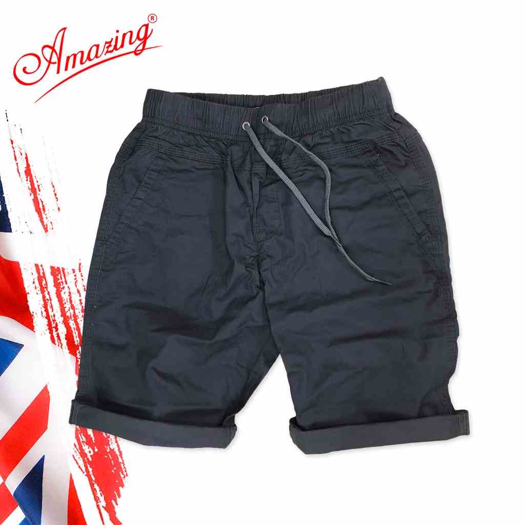 Kaki short Amazing, quần nam lửng, lưng thun ,dây rút, big size, phong cách thể thao trẻ trung