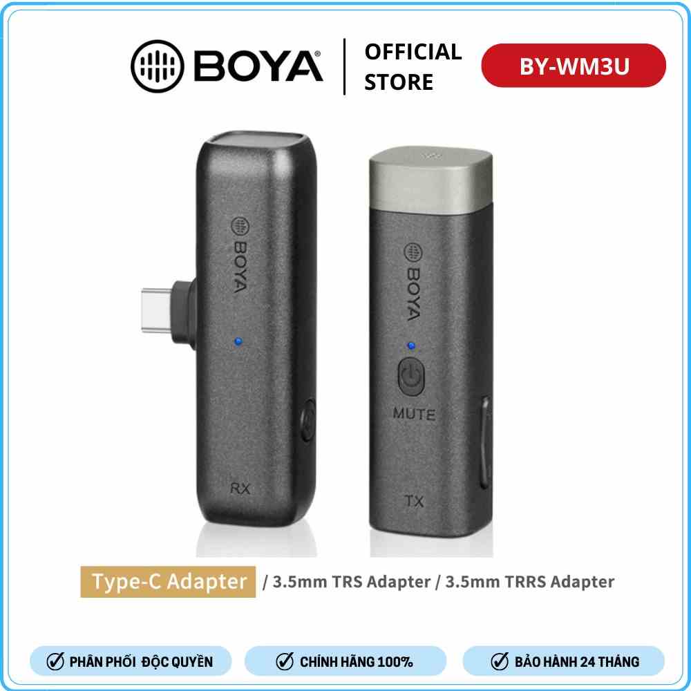 BOYA BY-WM3U - Mic thu âm không dây dành cho Điện thoại Android và Máy ảnh - Hàng Chính Hãng