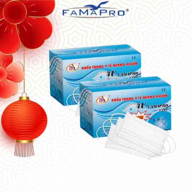 [FAMAPRO 4U- COMBO 2- HỘP 50 CÁI] Khẩu trang y tế 4 lớp kháng khuẩn Famapro 4U