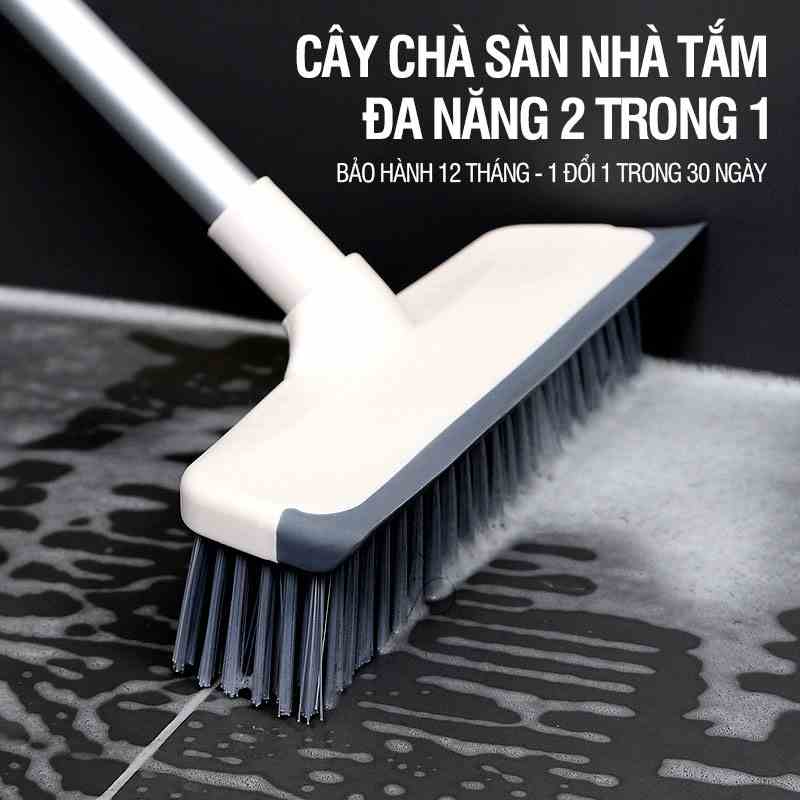 Chổi cọ nhà vệ sinh Kitimop-Z1 cây chà sàn kèm gạt nước đa năng 2 trong 1, cán hợp kim nhôm tăng giảm chiều dài