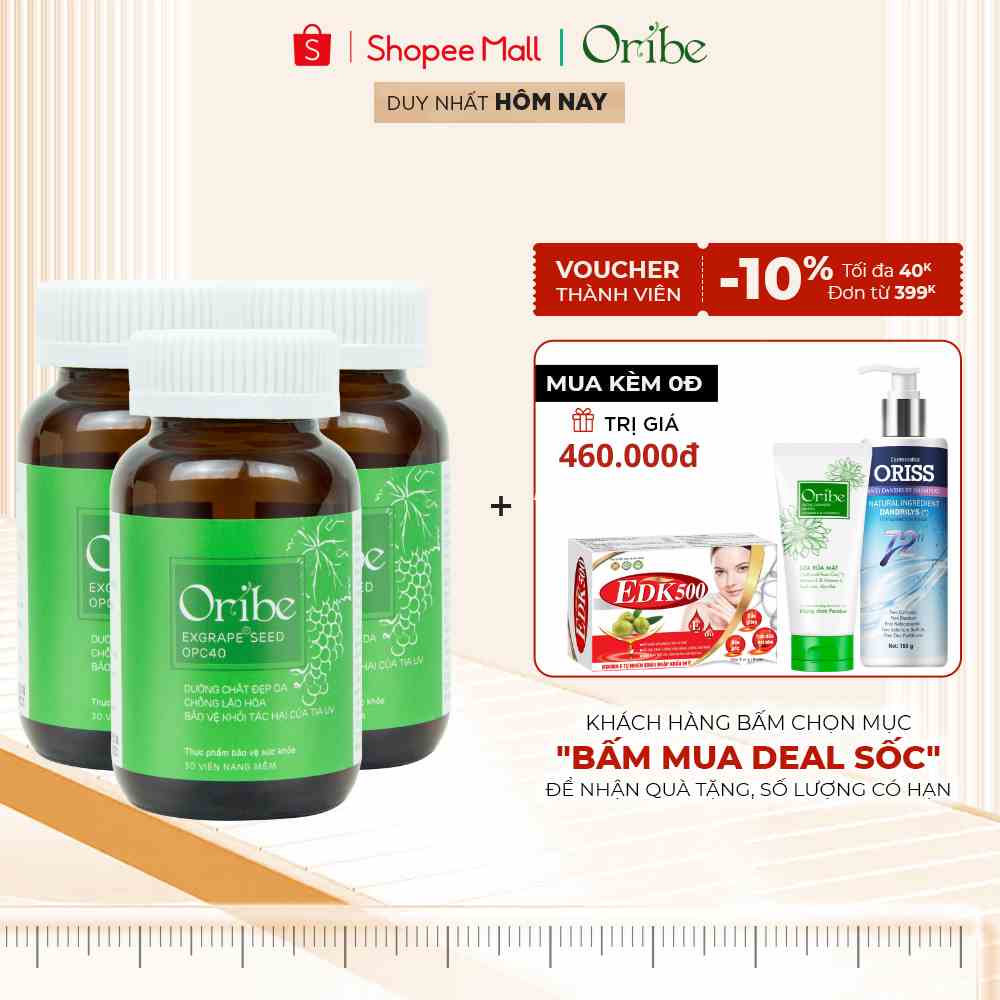 Combo 3 Hộp Viên Uống Đẹp Da, Mờ Nám, Chống Lão Hóa Oribe