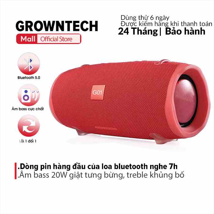 Loa nghe nhạc bluetooth bass mạnh GrownTech, dòng Charge 4 plus size đại blutooth không dây đa năng