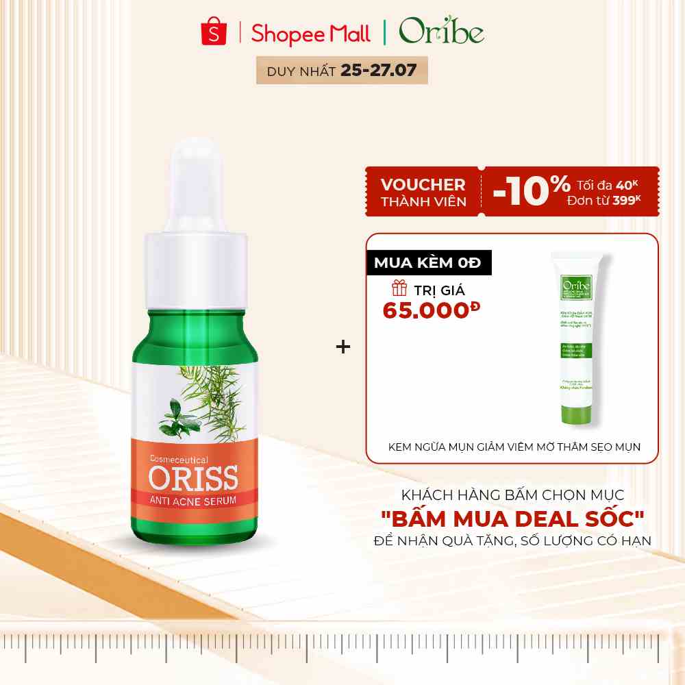 Serum Mụn Oriss Cấp Ẩm Dưỡng Trắng Da Ngừa Mụn Phục Hồi Da Mờ Thâm Sẹo Thu Nhỏ Lỗ Chân Lông -10ml