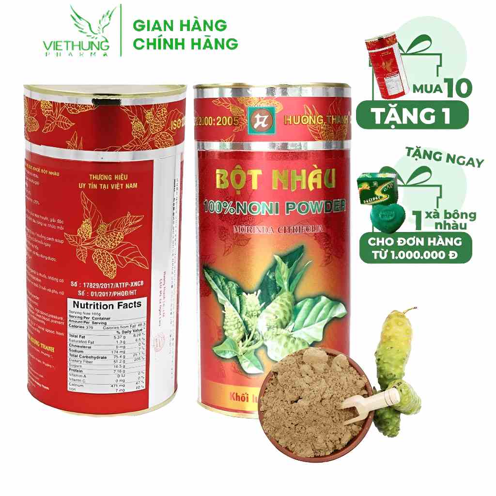 Bột Nhàu Nguyên Chất Hương Thanh, NoNi Powder 100%, Làm Từ Quả Nhàu Chín, Giúp Bổ Xương Khớp, Tăng Đề Kháng, Hộp 500g