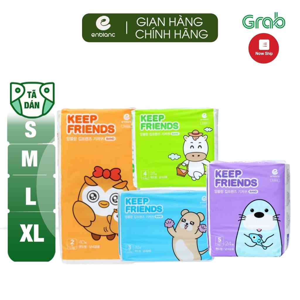 (Tặng ghế) Combo 10 Tã Bỉm Quần ENBLANC KEEP FRIENDS Đủ Size Cho Bé Từ 3kg Đến 25kg, Quy Cách 18-40 Miếng