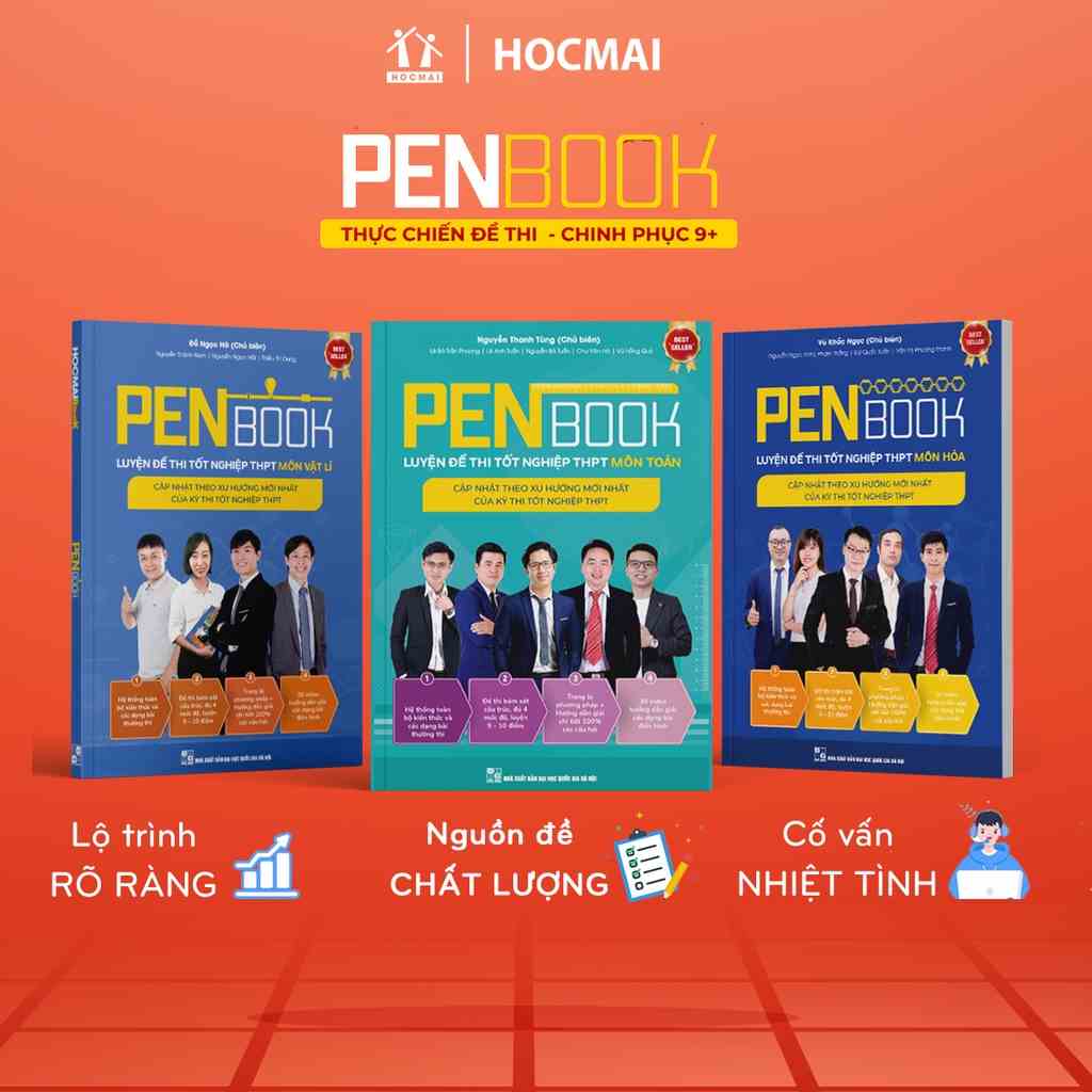 [LỚP 12] Combo 3 khối A Sách PENBOOK Luyện đề thi tốt nghiệp THPT, luyện thi Đại Học bản mới nhất 2024 Toán, Lí, Hóa