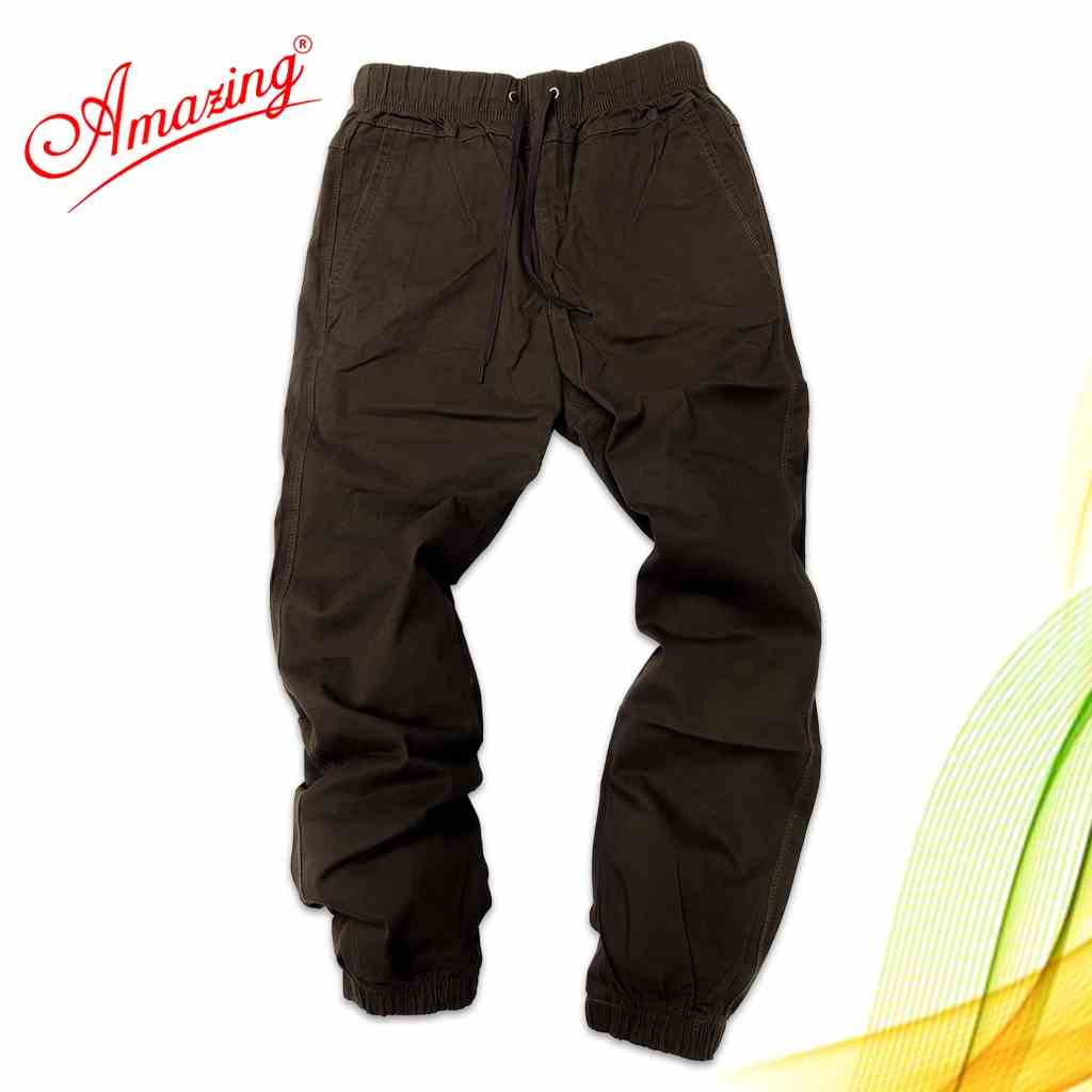 Amazing, quần Jogger kaki nam, phong cách thể thao khỏe khoắn, chất liệu nhập khẩu, co giãn nhẹ, màu đất đậm