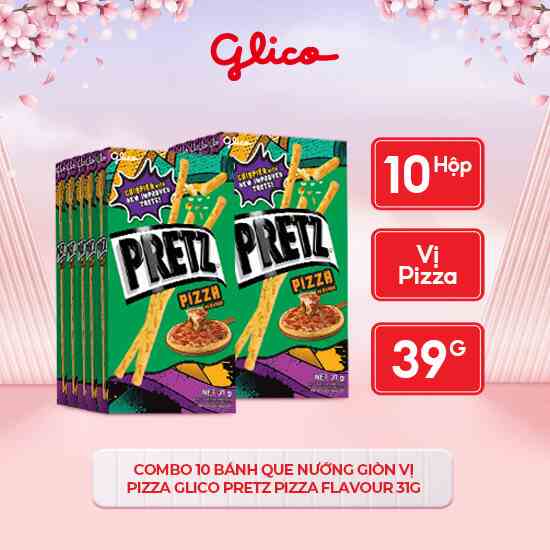 [Mã BMLTB35 giảm đến 35K đơn 99K] Combo 10 Bánh que nướng giòn vị pizza GLICO Pretz Pizza Flavour 31g