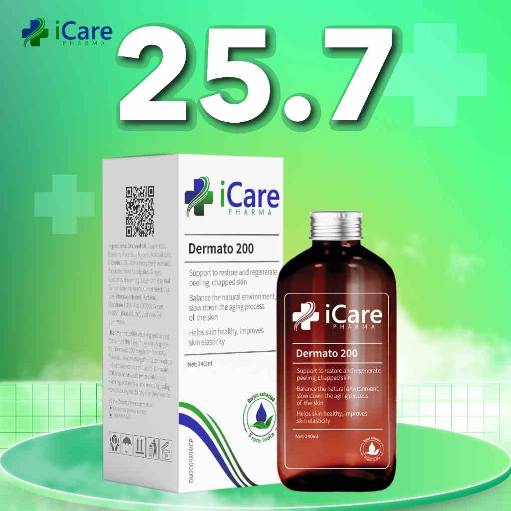 Sản Phẩm Dermato 200|Thương Hiệu iCare Pharma Với Chiết Xuất Dược Liệu | Hỗ Trợ Phục Hồi Tóc Hư Tổn | Ngăn Ngừa Rụng Tóc