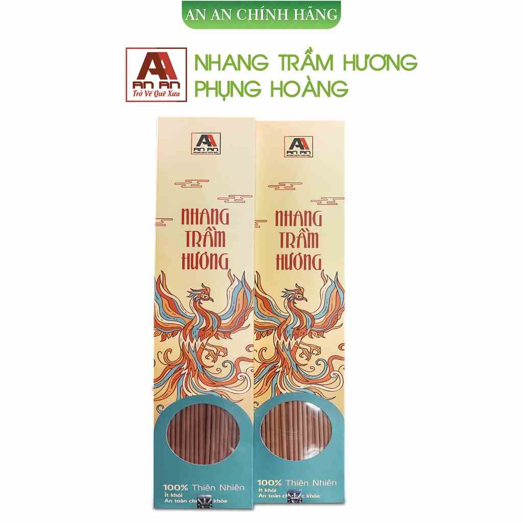 Nhang Trầm Hương AN AN, hương sạch thảo mộc dùng cho không gian thờ cúng sang trọng hộp 100 nén (38 cm)