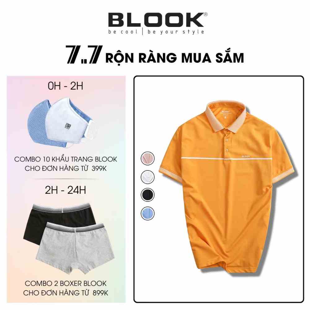 [Mã BMLT35 giảm đến 35K đơn 99K] Áo polo nam slimfit BLOOK chất vải thun cá sấu cotton co giản phối kiểu trẻ trung 43833