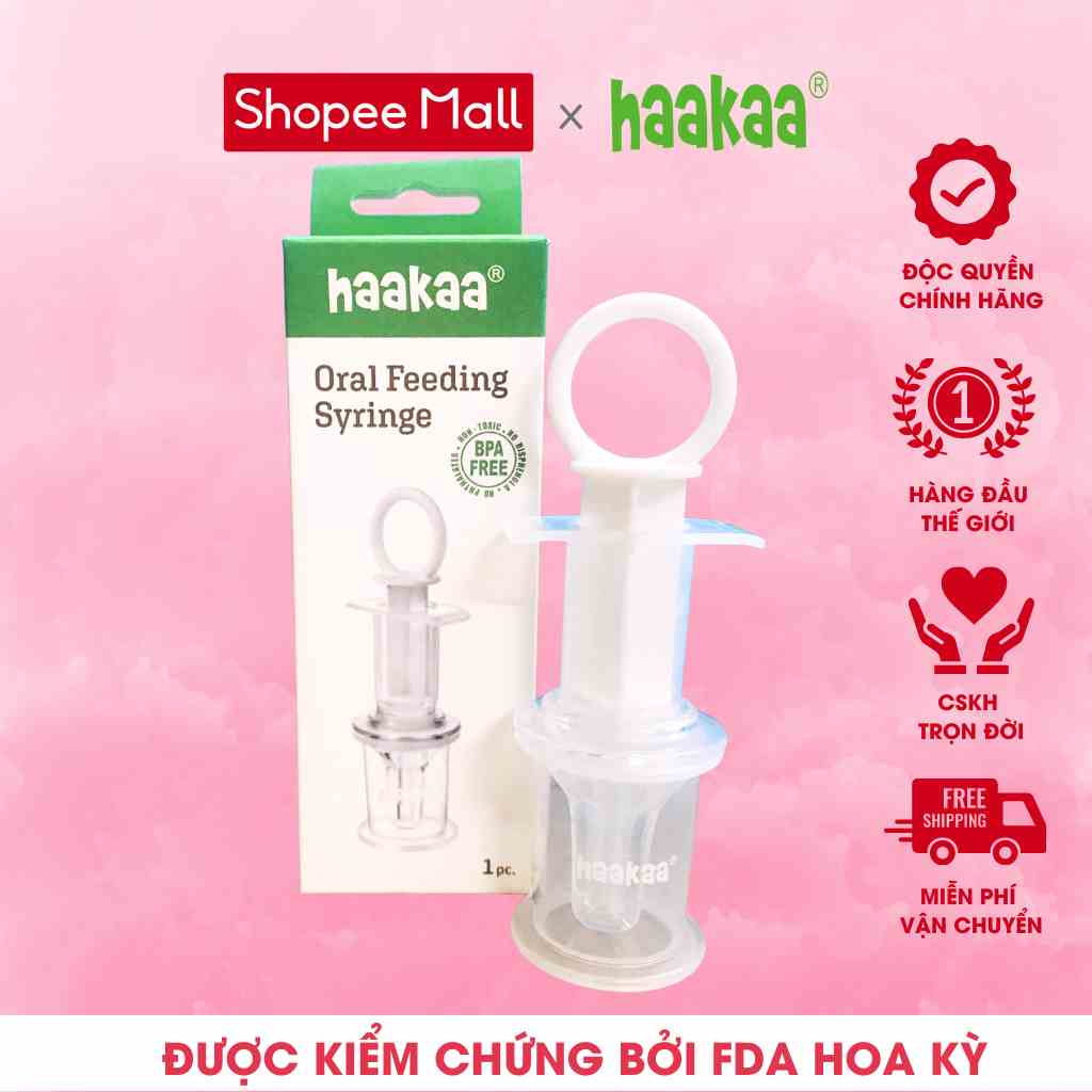 [Mã BMLTA35 giảm đến 35K đơn 99K] Dụng cụ uống thuốc ăn sữa cho bé Haakaa. 100% silicone cấp y tế, dạng xilanh