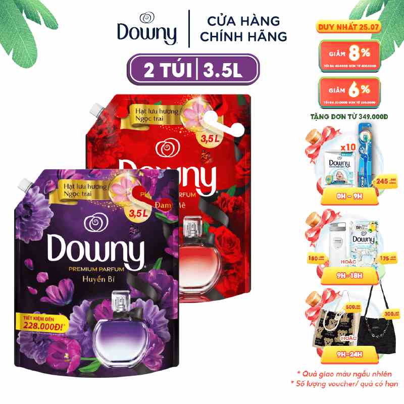 Combo 2 Nước Xả Vải Downy Hương Nước Hoa Cao Cấp Nhiều Mùi Hương Dạng 3.5L/Túi