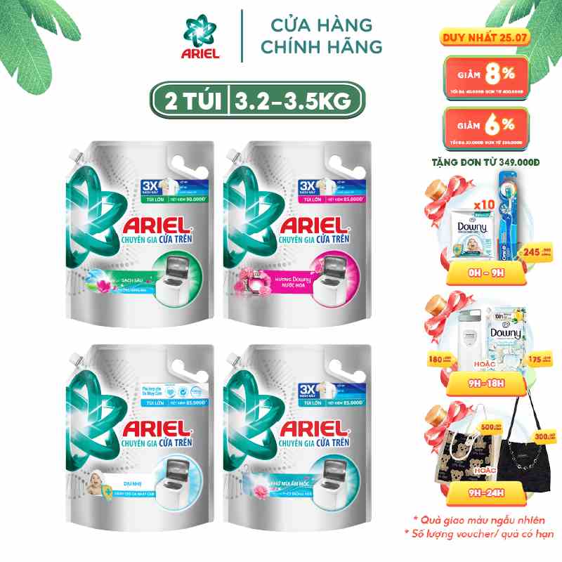 Combo 2 Túi Ariel Matic Nước Giặt Cửa Trên Túi 3.5KG/ 3.2KG