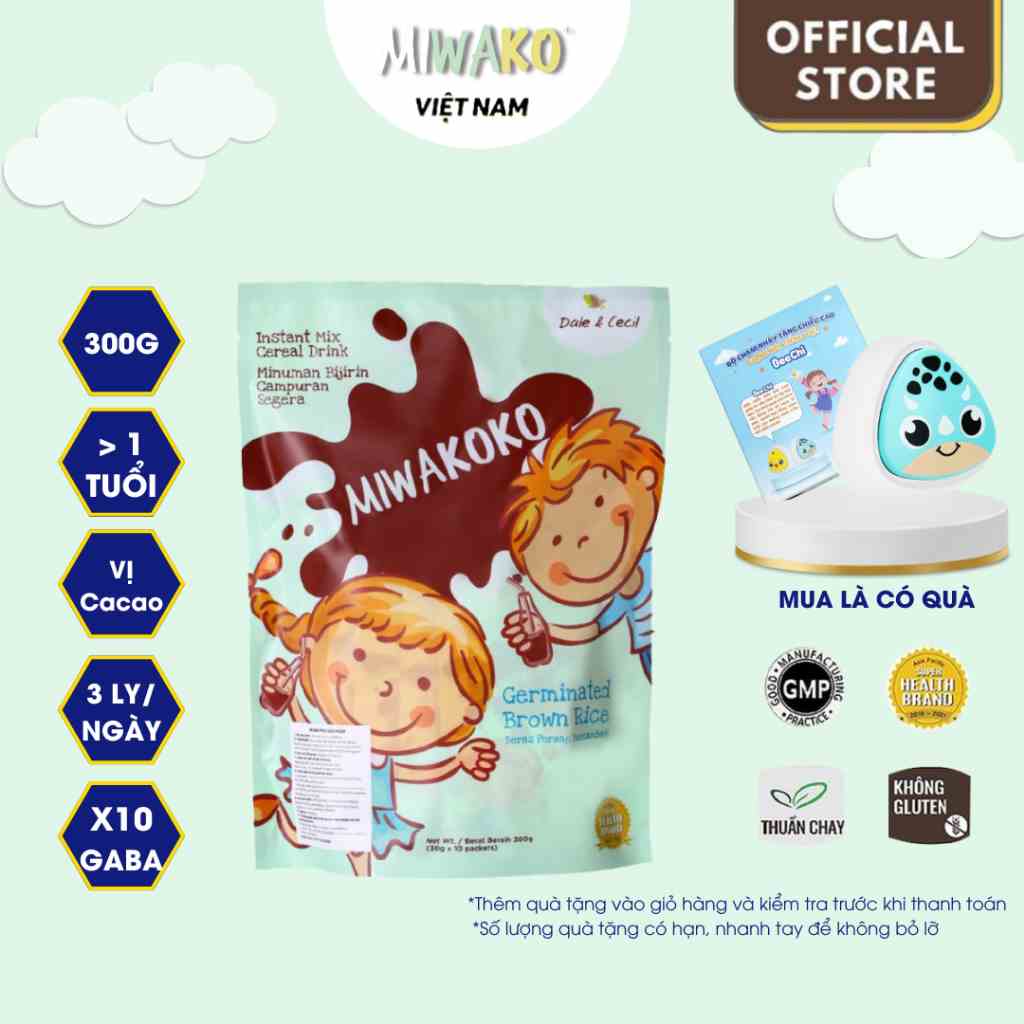 Sữa Hạt MIWAKOKO Vị Cacao Túi 300g x 1 Túi - Miwako Official Store