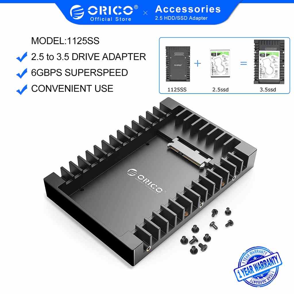 Bộ điều hợp ổ cứng ORICO 1125SS hỗ trợ SATA 3.0 HDD + SSD từ 2.5 đến 3.5 inch 7 / 9.5 / 12.5 mm chuyên dụng
