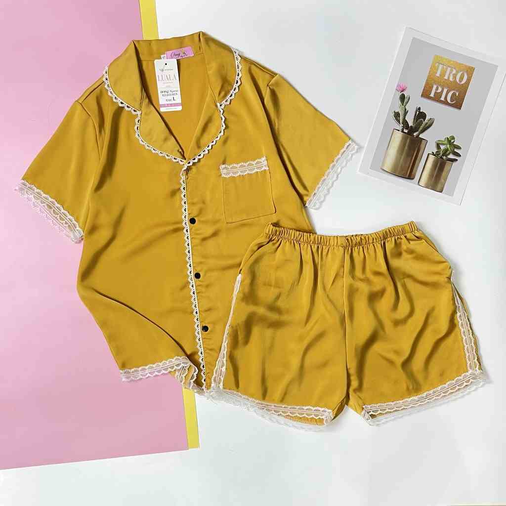 [Mã BMLTB35 giảm đến 35K đơn 99K] Bộ Quần Áo Lụa Mặc Nhà Đồ Ngủ Pijama Cộc Tay Phối Ren Cao Cấp - BN17 - Babi mama