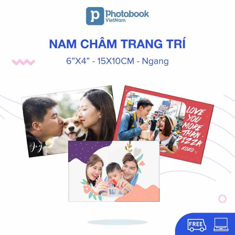 [Toàn Quốc][E-voucher] Voucher Nam châm trang trí tủ lạnh 15 x 10 cm in theo yêu cầu - Thiết kế trên Web Photobook