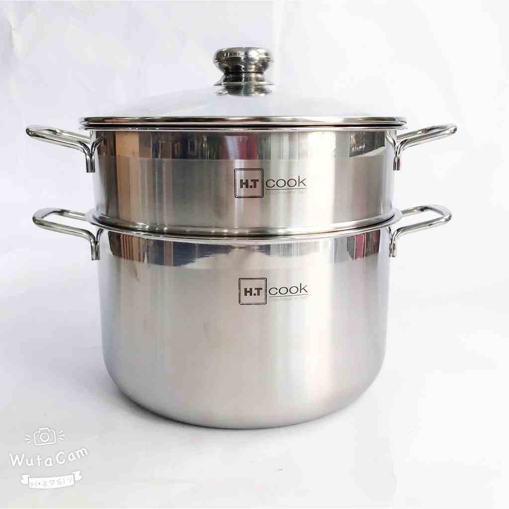 Bộ nồi xửng hấp 1 đáy cao cấp Fivestar H.T Cook 28cm nắp kính dùng được bếp từ , gas , hồng ngoại