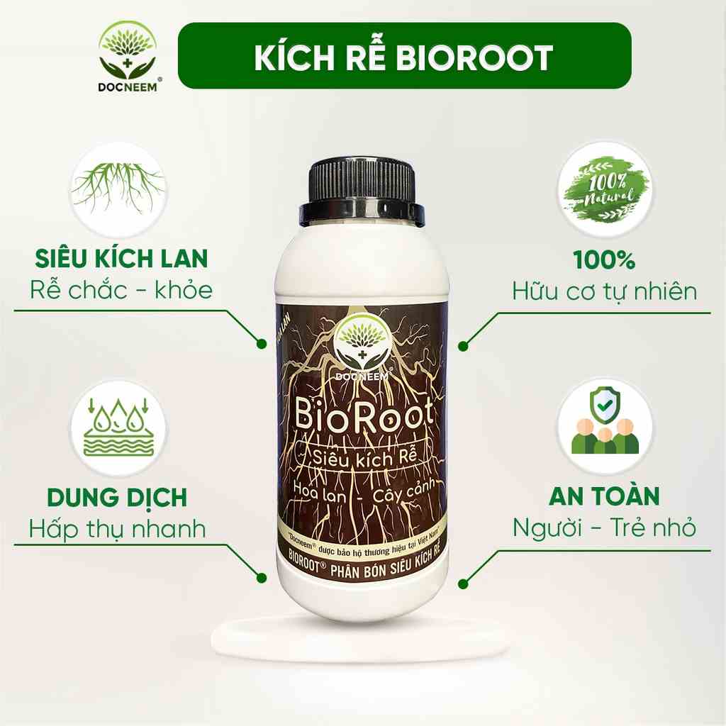 Phân bón kích rễ Bio Root 500ml, rễ khỏe vượt trội, dinh dưỡng tối ưu, dùng cho hoa lan, cây cảnh, chính hãng DOCNEEM