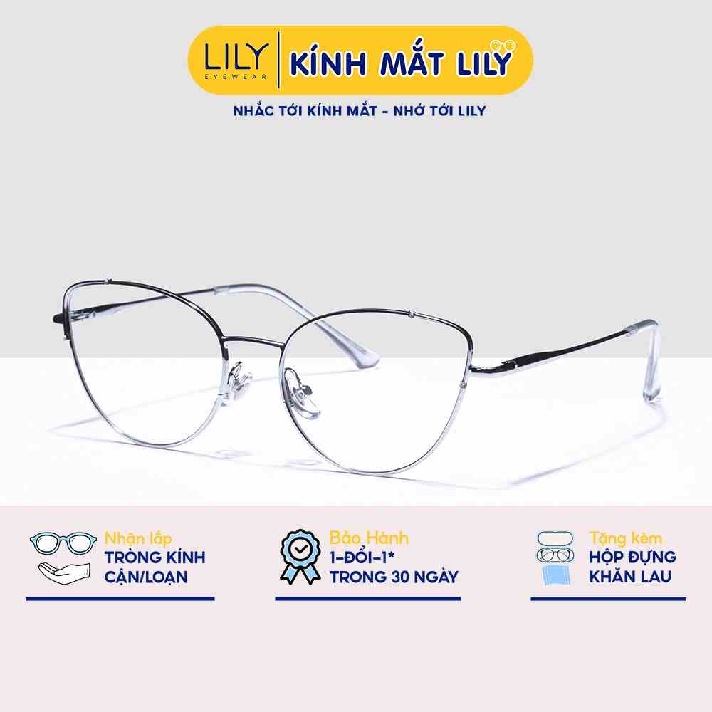 Kính mắt mèo nữ Lily Eyewear kim loại giả cận thanh mảnh thời trang 11728