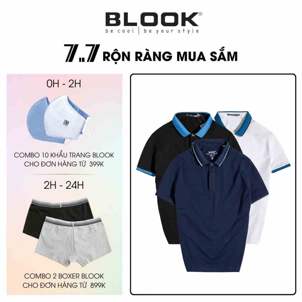 Áo polo nam slimfit BLOOK chất vải thun cá sấu cotton co giãn mã 33369