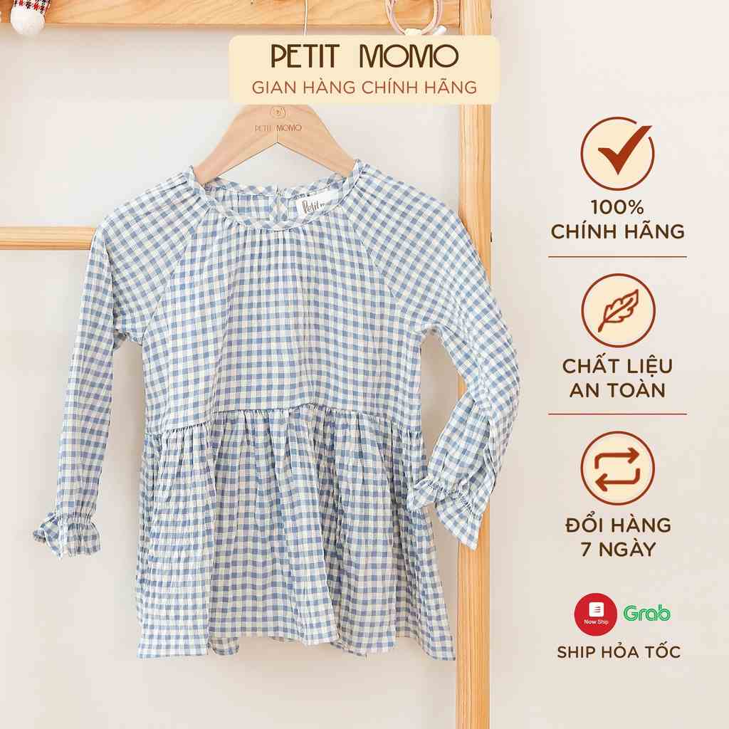 Áo BabyDoll Bé Gái PETIT MOMO Kẻ Caro Dài Tay Cho Bé Từ 16 Tuổi H067