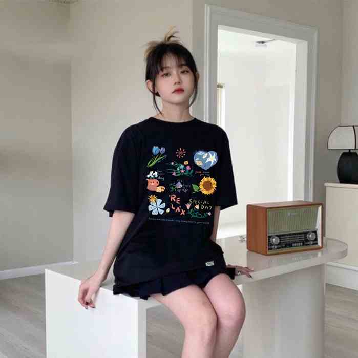 Áo phông Unisex form rộng tay lỡ Thun Nam Nữ Flower Local Brand Mi Midori