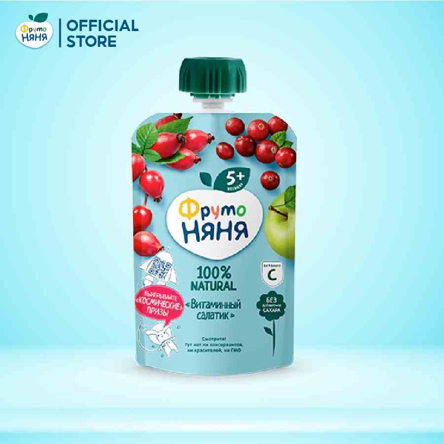 Trái cây nghiền vị táo, quả tầm xuân và nam việt quất Fruto Nyanya 90g