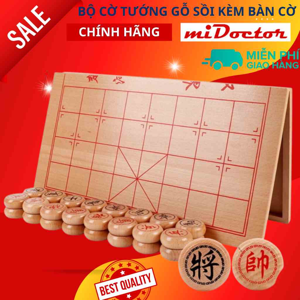 Bộ Cờ Tướng Gỗ Tự Nhiên Cao Cấp Kích Thước 40 x 35 Cm Có Chọn Size Quân Cờ, Hàng Chính Hãng miDoctor