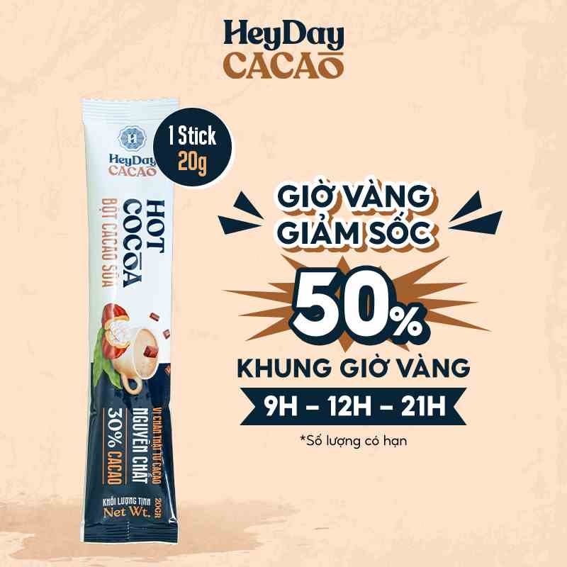 [Mã BMLTB35 giảm đến 35K đơn 99K] Bột Cacao Sữa Heyday - Gói tiện lợi 20g - Đậm vị chân thật từ cacao nguyên chất