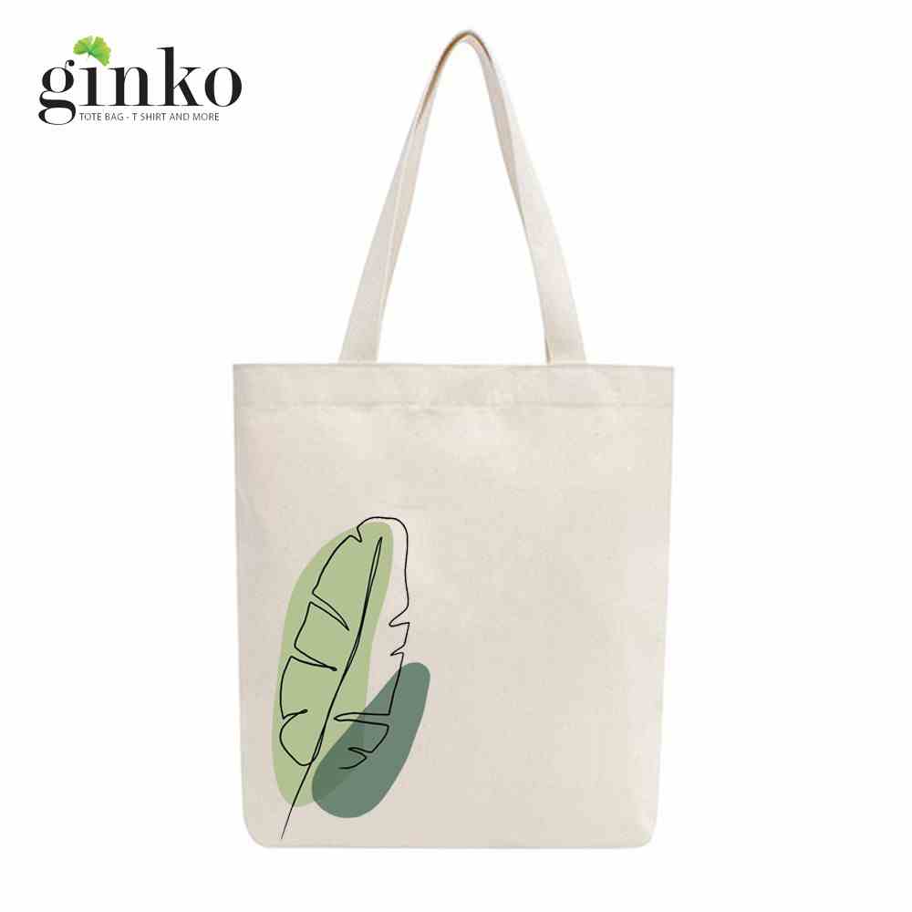 [Mã BMLTA35 giảm đến 35K đơn 99K] Túi Tote Vải Mộc GINKO Dây Kéo In Hình Banana Leaf M12